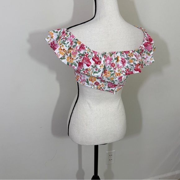 Pink Lily Vibrant Floral Off-Shoulder Blouse - Picture 2 of 11